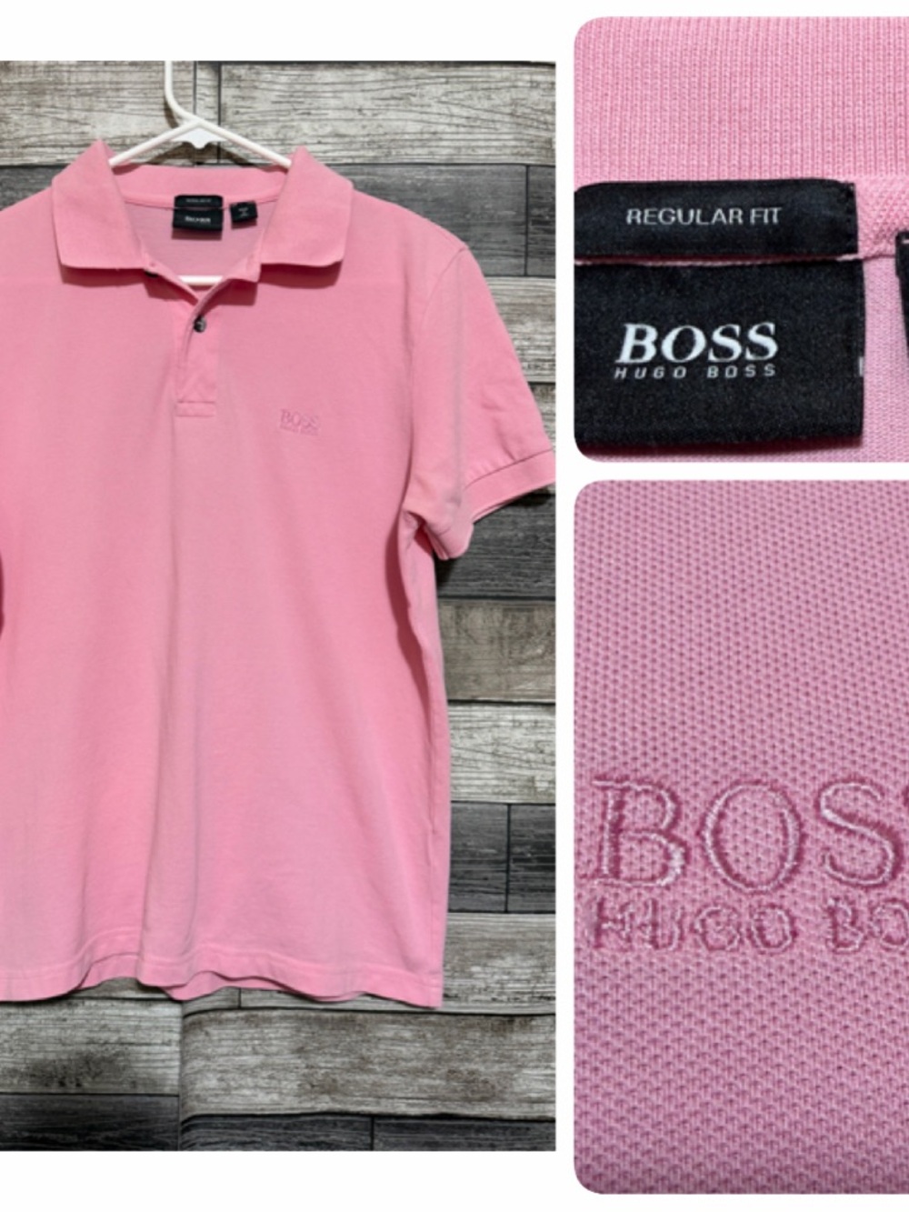 Hugo Boss Regular Fit Polo Shirt Men’s M Pink Embroidered Chest Logo